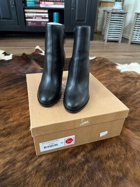 Christian Louboutin Black Leather Side-Zip Ankle Booties